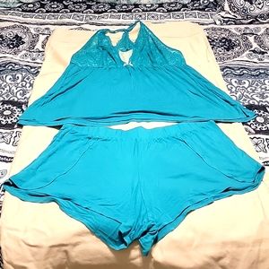 Cacique shorts sexy pj's, size 18/20, aqua  t-back